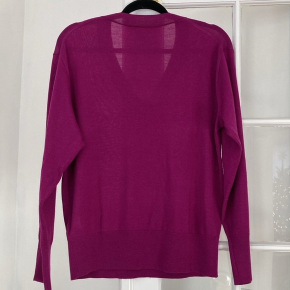 J. Crew Merino Wool V-Neck Sweater in Magenta Grape - Picture 7 of 9